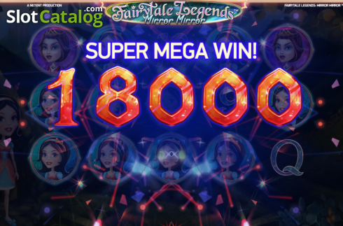 Super Mega Win screen. Fairytale Legends: Mirror Mirror (NetEnt) slot