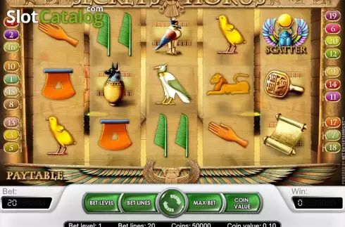 Bildschirm2. Secrets of Horus slot