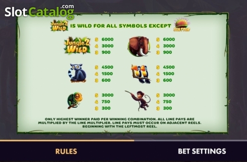 Paytable 1. Jungle 2 slot