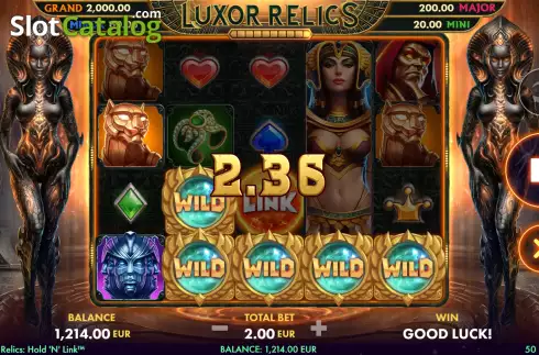 Win Screen. Luxor Relics slot