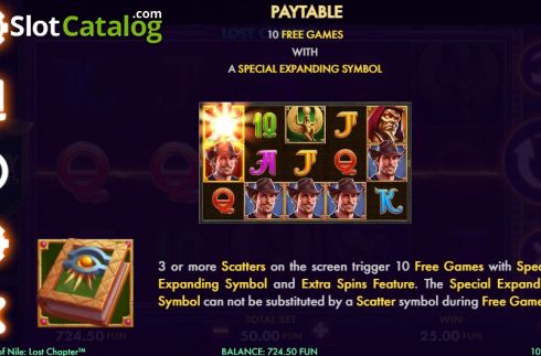 Paytable 3. Book of Nile Lost Chapter Extreme Edition slot