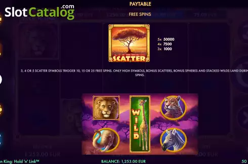 Scatter pays screen. African King Hold'n'Link slot