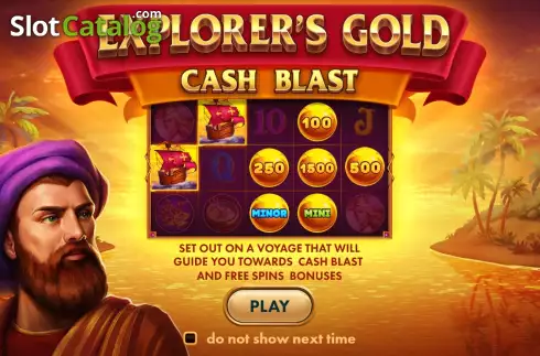 Start Game screen. Explorer's Gold: Cash Blast slot