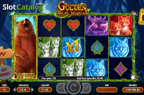 Free Spins Gameplay Screen. Golden Bear Mountain slot