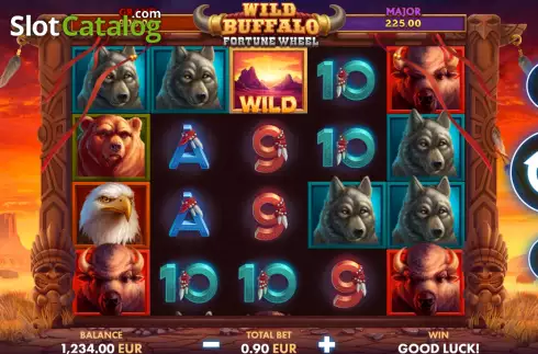 Game Screen. Wild Buffalo Fortune Wheel slot