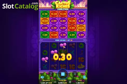 Free Spins Gameplay Screen. Cactus Riches slot