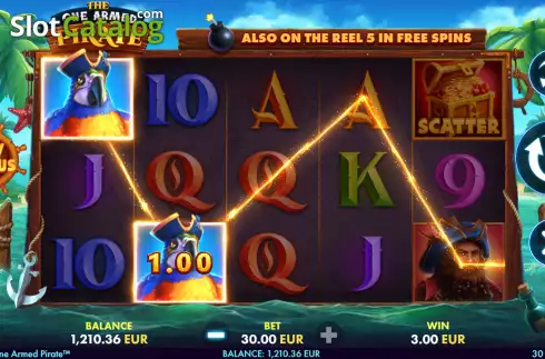 Win screen 2. The One Armed Pirate slot
