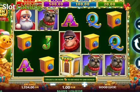 Game screen. Merry Cash Splash: Hold’N’Link slot