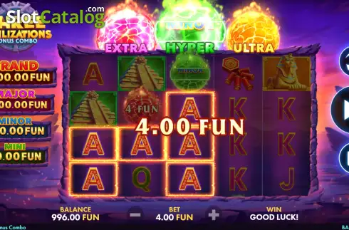Οθόνη3. Three Civilizations: Bonus Combo Κουλοχέρης