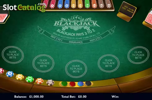 Table screen. Blackjack (NetGaming) slot