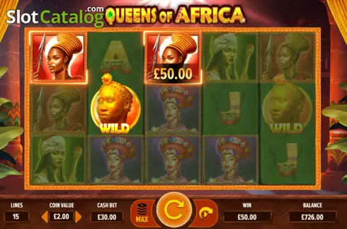 Win screen. Queens of Africa slot