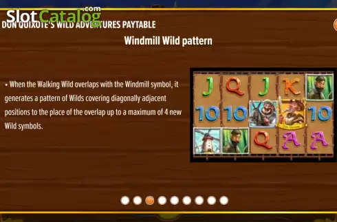 Windmill Wild screen. Don Quixote's Wild Adventures slot
