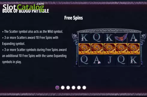 Free Spins feature screen. Book of Blood slot