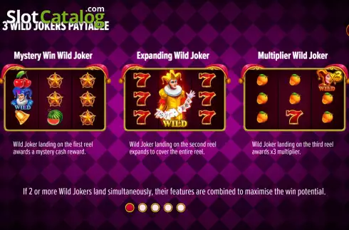 Wild jokers paytable screen. 3 Wild Jokers slot