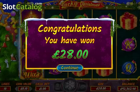 Win Free Spins screen. Lucky Christmas (NetGaming) slot
