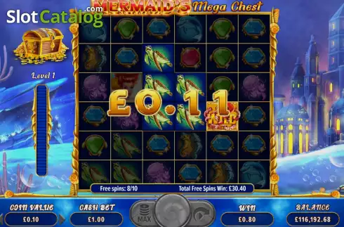 Free Spins screen 3. Mermaid's Mega Chest slot