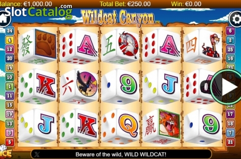 Reel Screen. Wildcat Canyon Dice slot