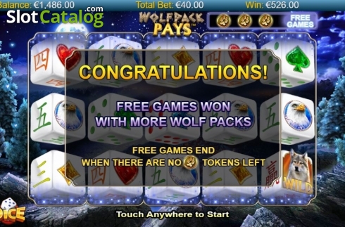 Free Spins Triggered. Wolfpack Pays Dice slot