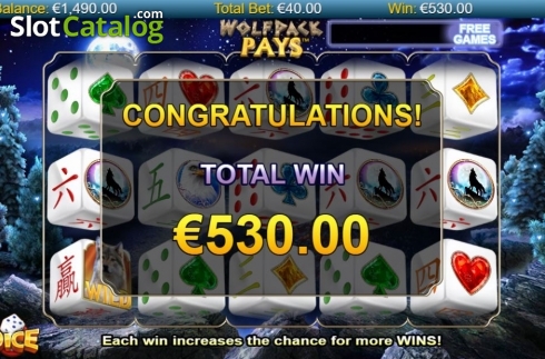 Free Spins Win. Wolfpack Pays Dice slot