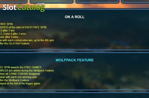 Features. Wolfpack Pays Dice slot