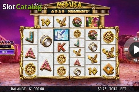 Game Screen. Medusa Megaways slot