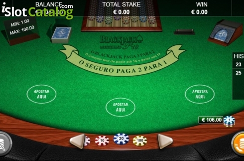 Game Screen. Blackjack Pro MH Portuguese slot