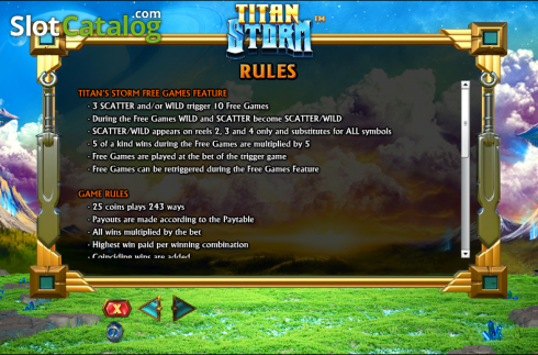 Betalningstabell 3. Titan Storm slot