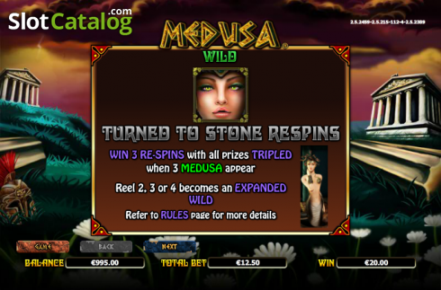Paytable 1. Medusa (NextGen) slot