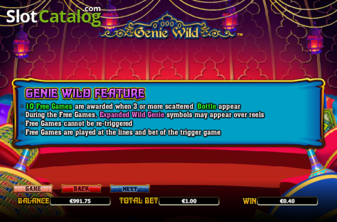 Paytable 3. Genie Wild slot