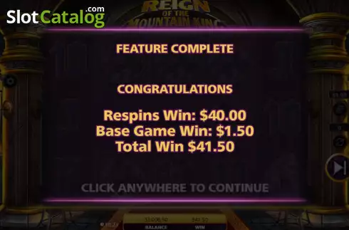 total Win. Reign Of The Mountain King slot