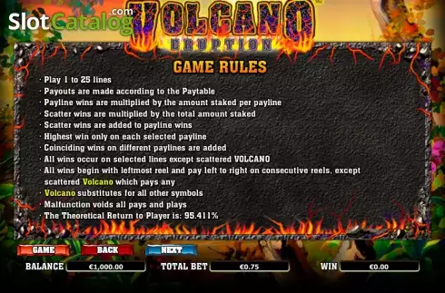Ekran5. Hot Hot Volcano yuvası