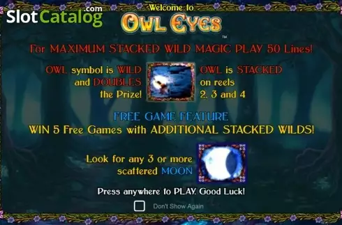 Pantalla 1. Owl Eyes NEW Tragamonedas 