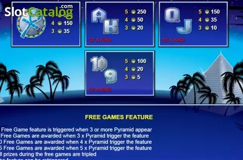 Paytable 2. Classic Platinum Pyramid slot