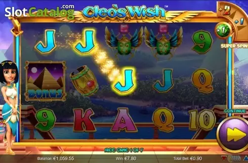 Win screen. Cleo's Wish slot