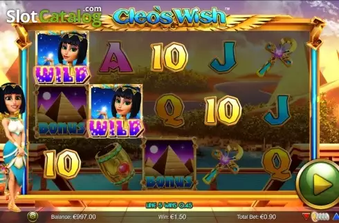 Wild Win screen. Cleo's Wish slot