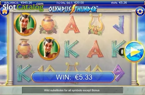 Win screen. Olympus Thunder slot