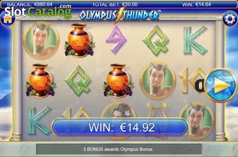 Win screen 2. Olympus Thunder slot