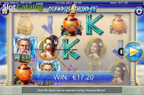 Wild win screen. Olympus Thunder slot