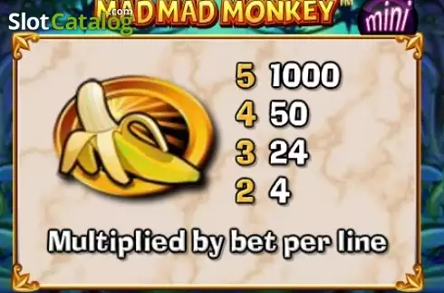 Paytable 4. Mad Mad Monkey Mini slot
