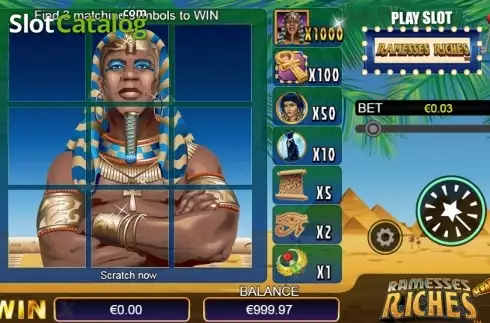 Ekran2. Scratch Ramesses Riches yuvası
