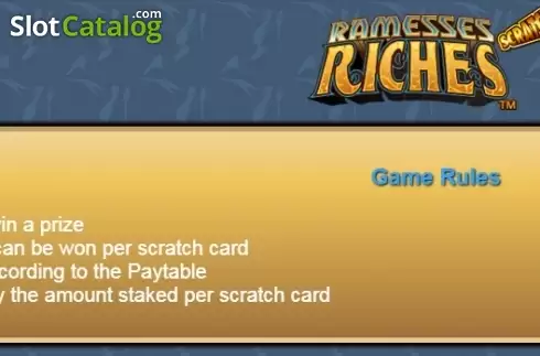 Paytable 1. Scratch Ramesses Riches slot