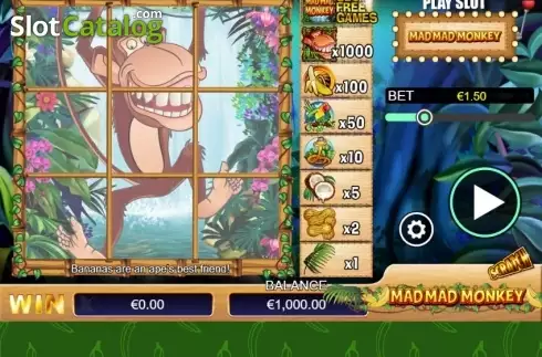 Game Screen 1. Mad Mad Monkey (Scratch) slot