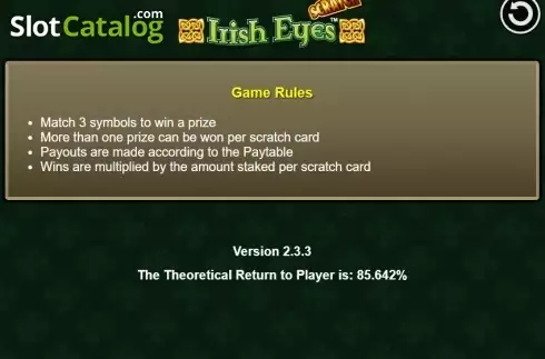 Bildschirm5. Irish Eyes (Scratch) slot