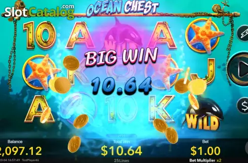 Big Win screen. Ocean Chest slot