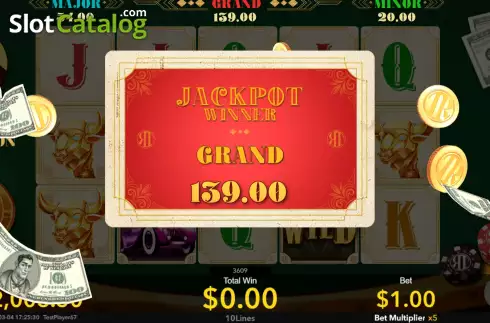 Win Grand Jackpot screen. Ricky Tycoon slot
