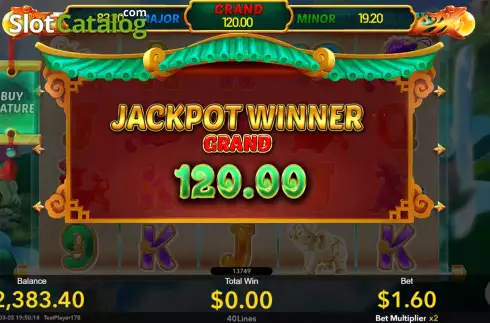 Win Grand Jackpot screen. Fortune Toad slot