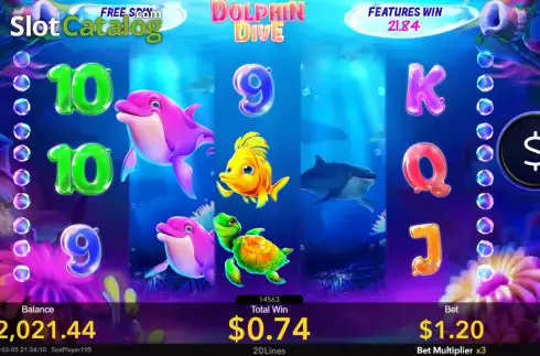 Free Game screen 3. Dolphin Dive slot
