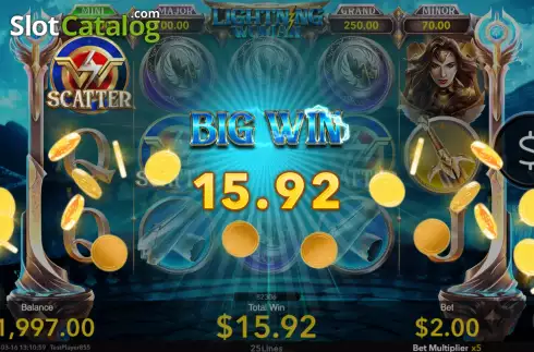 Big Win screen. Lightning Woman slot