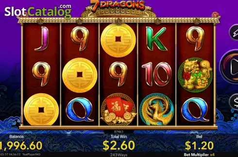 Free Spins screen. 7 Dragons slot