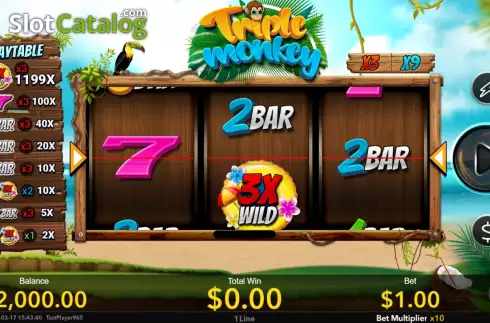 Game screen. Triple Monkey (Nextspin) slot